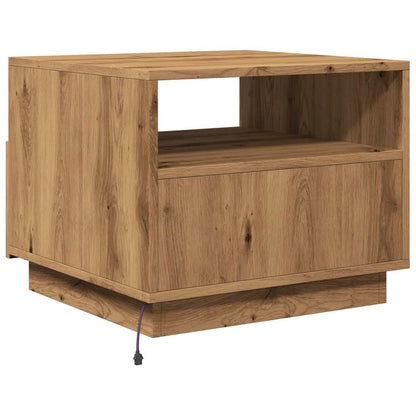 Salongbord Sofabord Artisan Eik med LED-lys 50x49x40 cm