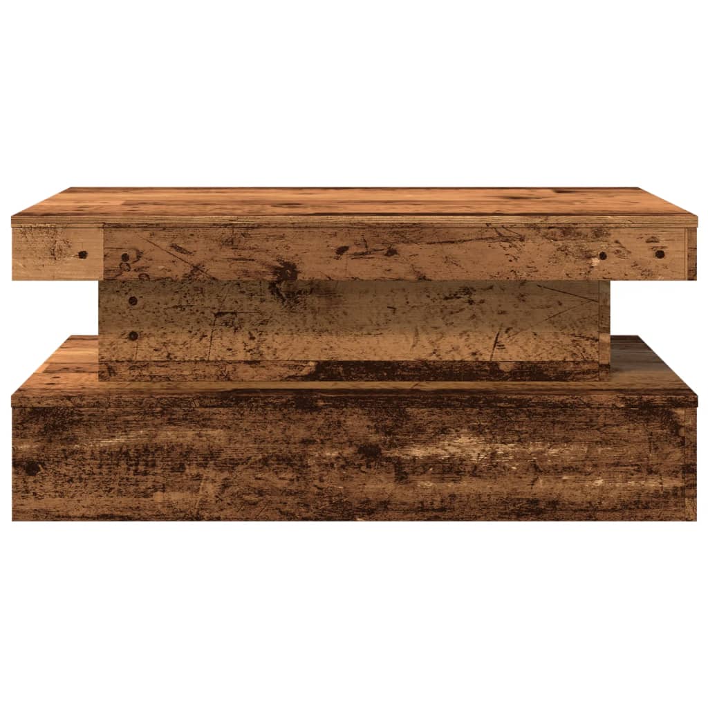 Salongbord Sofabord Gammelt Tre med LED-lys 90x50x40 cm