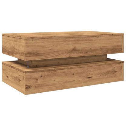 Salongbord Sofabord Artisan Eik med LED-lys 90x50x40 cm