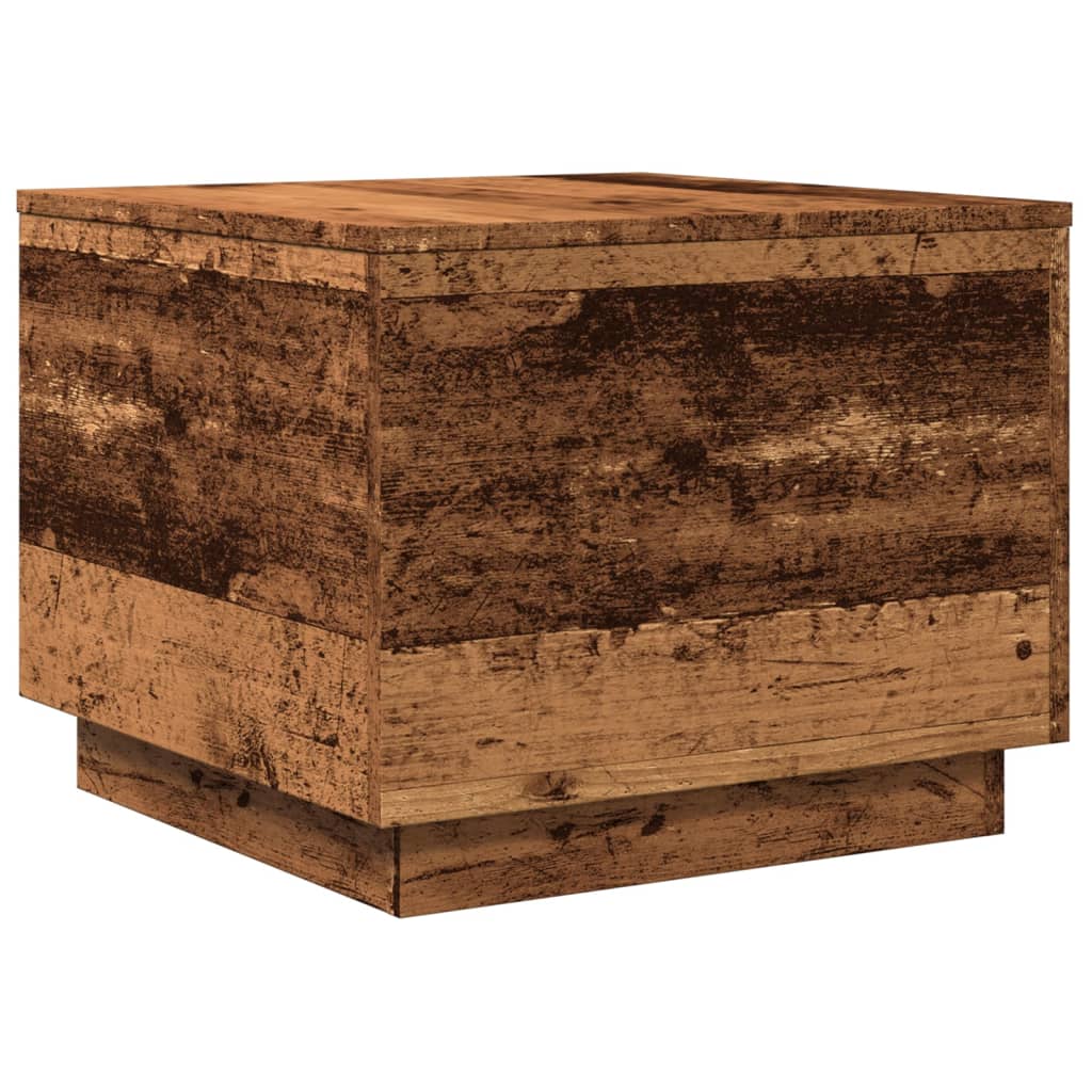 Salongbord Sofabord Gammelt Tre med LED-lys 50x50x40 cm