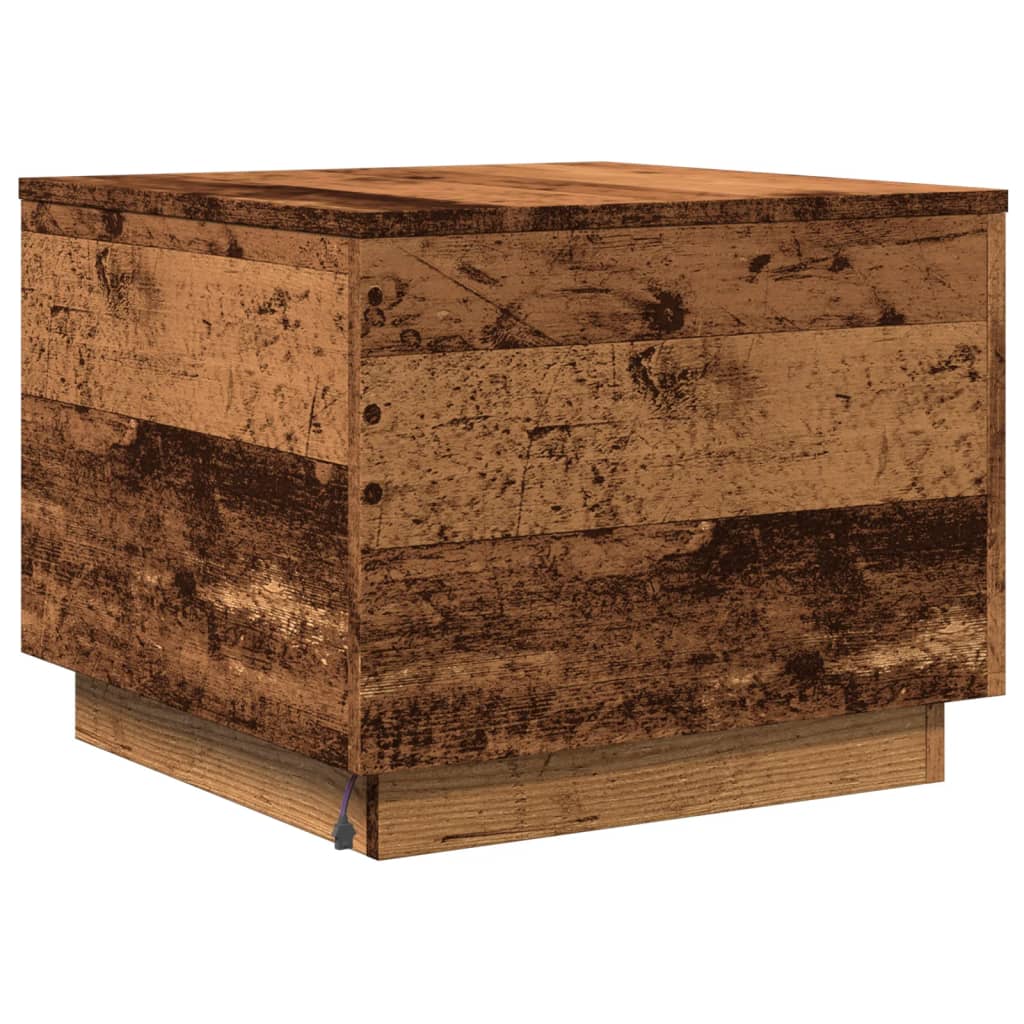 Salongbord Sofabord Gammelt Tre med LED-lys 50x50x40 cm