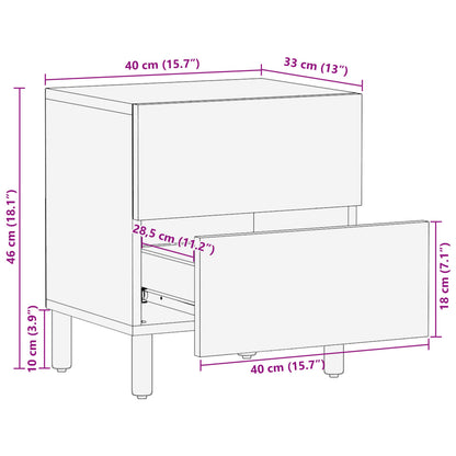 Nattbord Sengbord svart heltre mango 40x33x46 cm