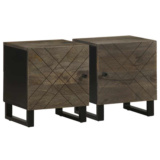 Nattbord 2 stk svart 40x33x46 cm heltre mango