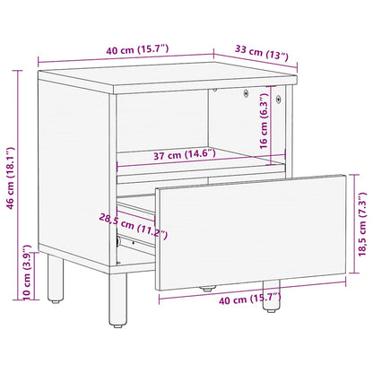 Nattbord brun 40x33x46 cm heltre mango