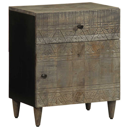 Nattbord Sengbord Tre heltre mangotre lysegrå 50x33x60 cm