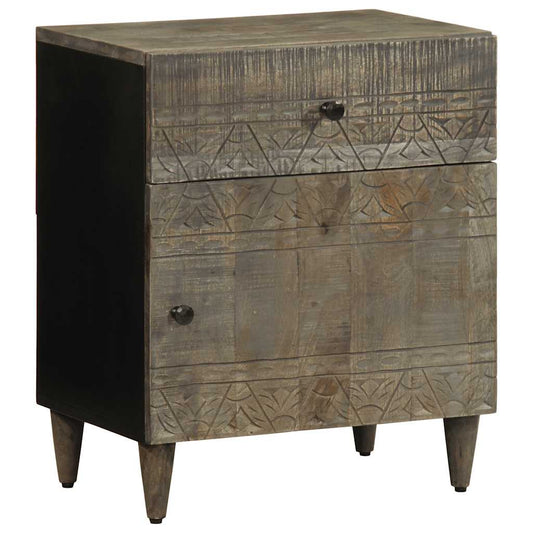 Nattbord Sengbord Tre heltre mangotre lysegrå 50x33x60 cm