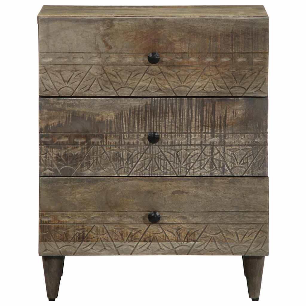 Nattbord Sengbord Tre heltre mangotre lysegrå 50x33x60 cm