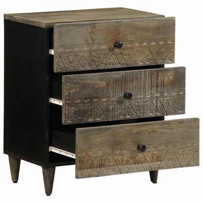 Nattbord Sengbord Tre heltre mangotre lysegrå 50x33x60 cm