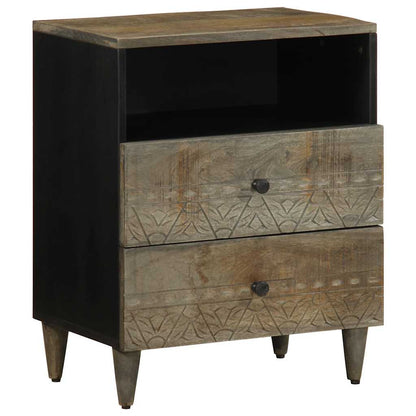 Nattbord Sengbord Tre heltre mangotre lysegrå 50x33x60 cm