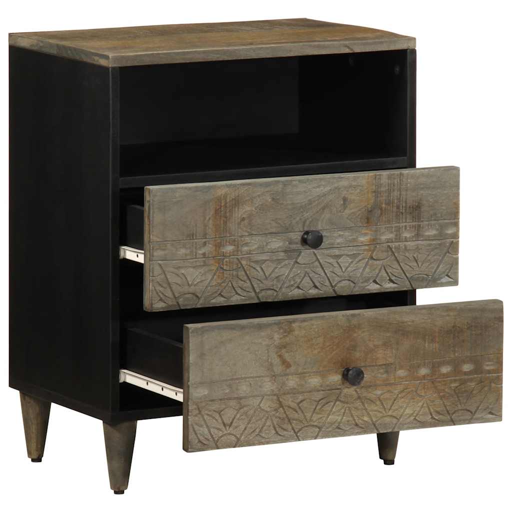 Nattbord Sengbord Tre heltre mangotre lysegrå 50x33x60 cm