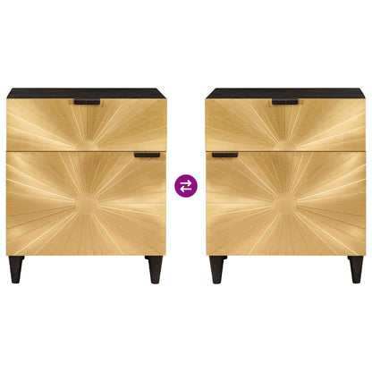 Nattbord Sengbord Svart med skuff Gull 50 x 33 x 60 cm heltre mango