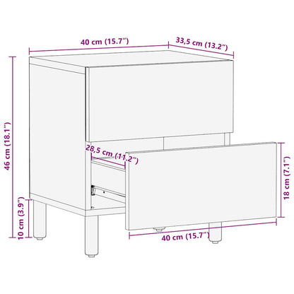 Nattbord Sengbord svart heltre mango 40x33,5x46 cm