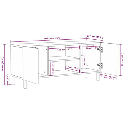 TV-benk svart 105x33,5x46 cm grovt heltre mangotre