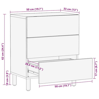 Nattbord Sengbord svart heltre mango 50x33x62 cm