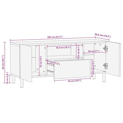 TV-benk svart 105x33,5x46 cm grovt heltre mangotre