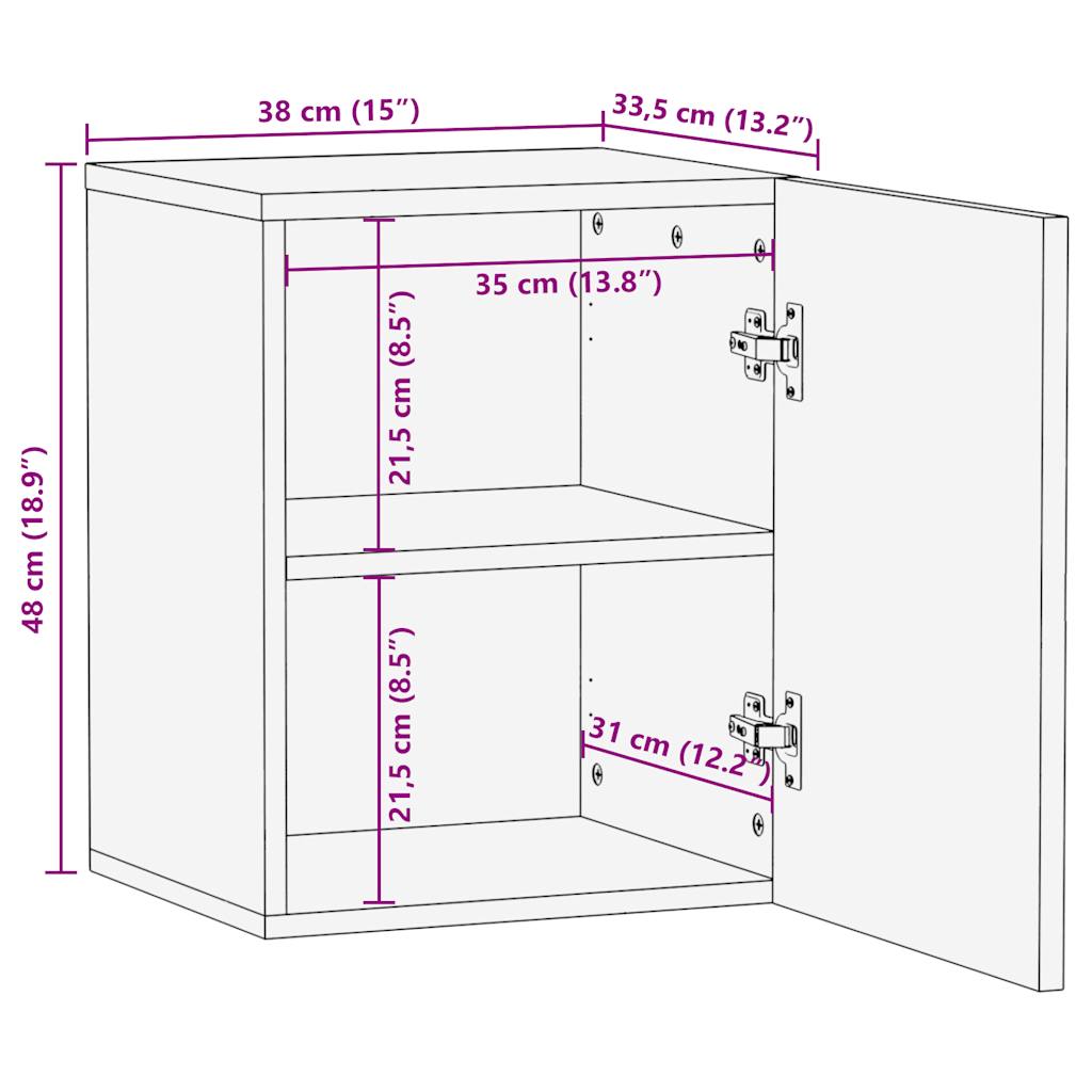 Baderomsskap Hengende svart 38x33,5x48 cm heltre mango