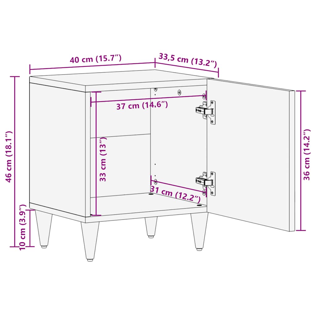 Nattbord 40x33,5x46 cm heltre mango