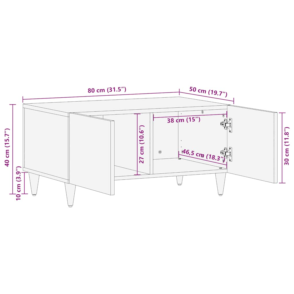 Salongbord 80x50x40 cm heltre furu