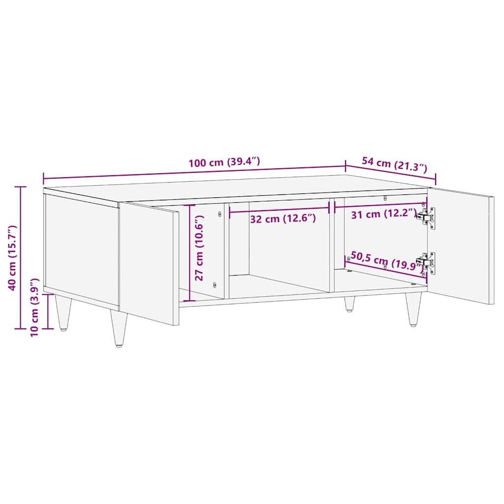 Salongbord 100x54x40 cm heltre mango