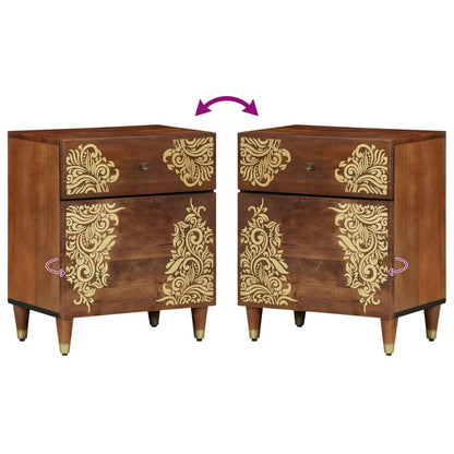 Nattbord Sengbord Honningbrun Nattbordskap med skuff 50 x 33 x 60 cm heltre mango