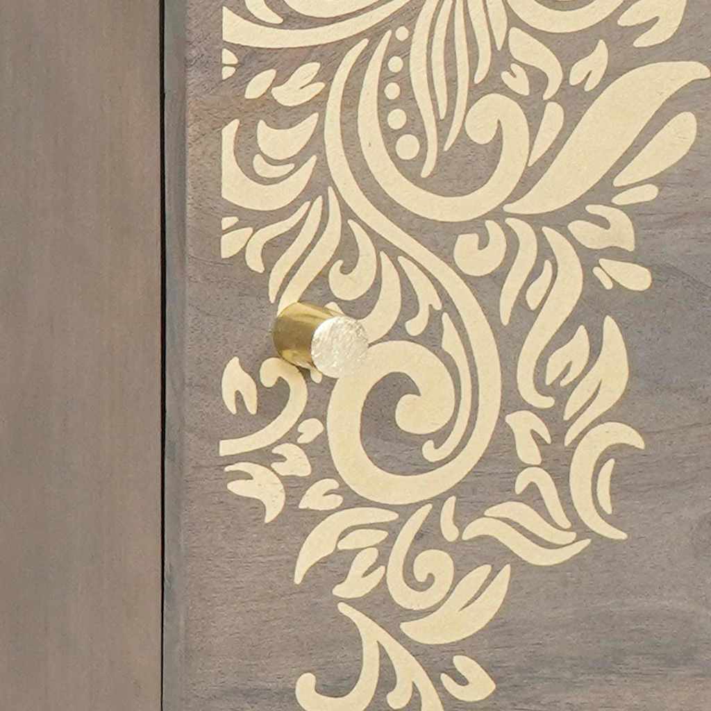 Nattbord Sengbord Grå Nattbordskap 40 x 33 x 46 cm heltre mango