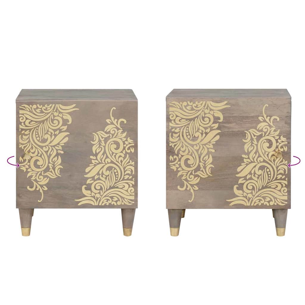 Nattbord Sengbord Grå Nattbordskap 40 x 33 x 46 cm heltre mango