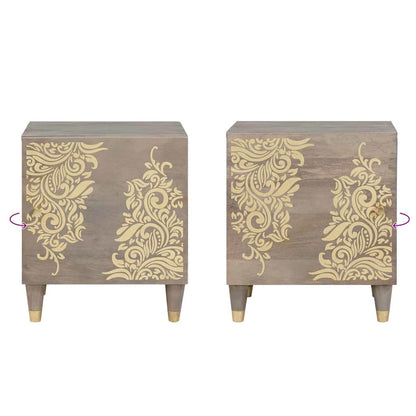 Nattbord Sengbord Grå Nattbordskap 40 x 33 x 46 cm heltre mango