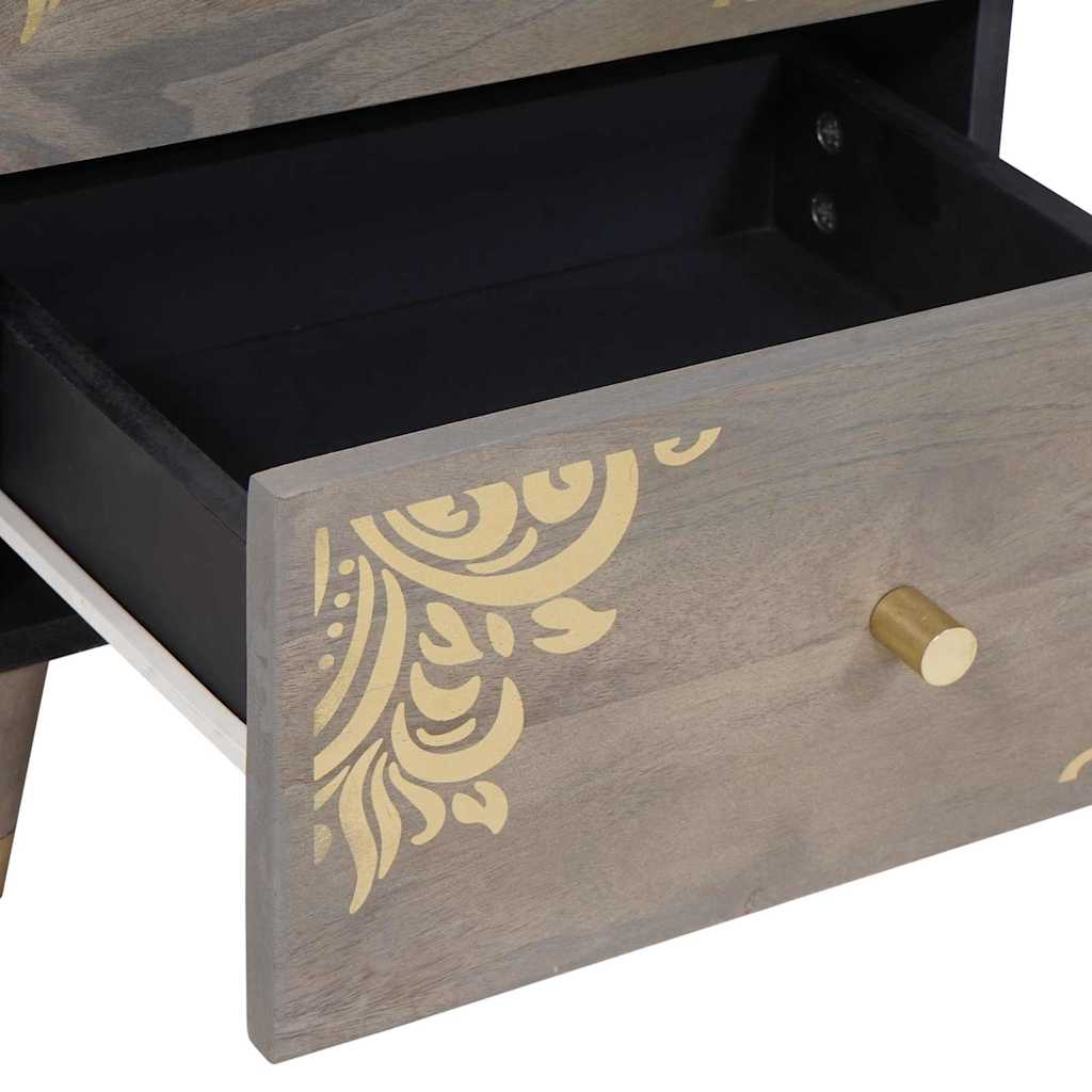 Nattbord Sengbord Grå Nattbordskap med skuff 40 x 33 x 46 cm heltre mango