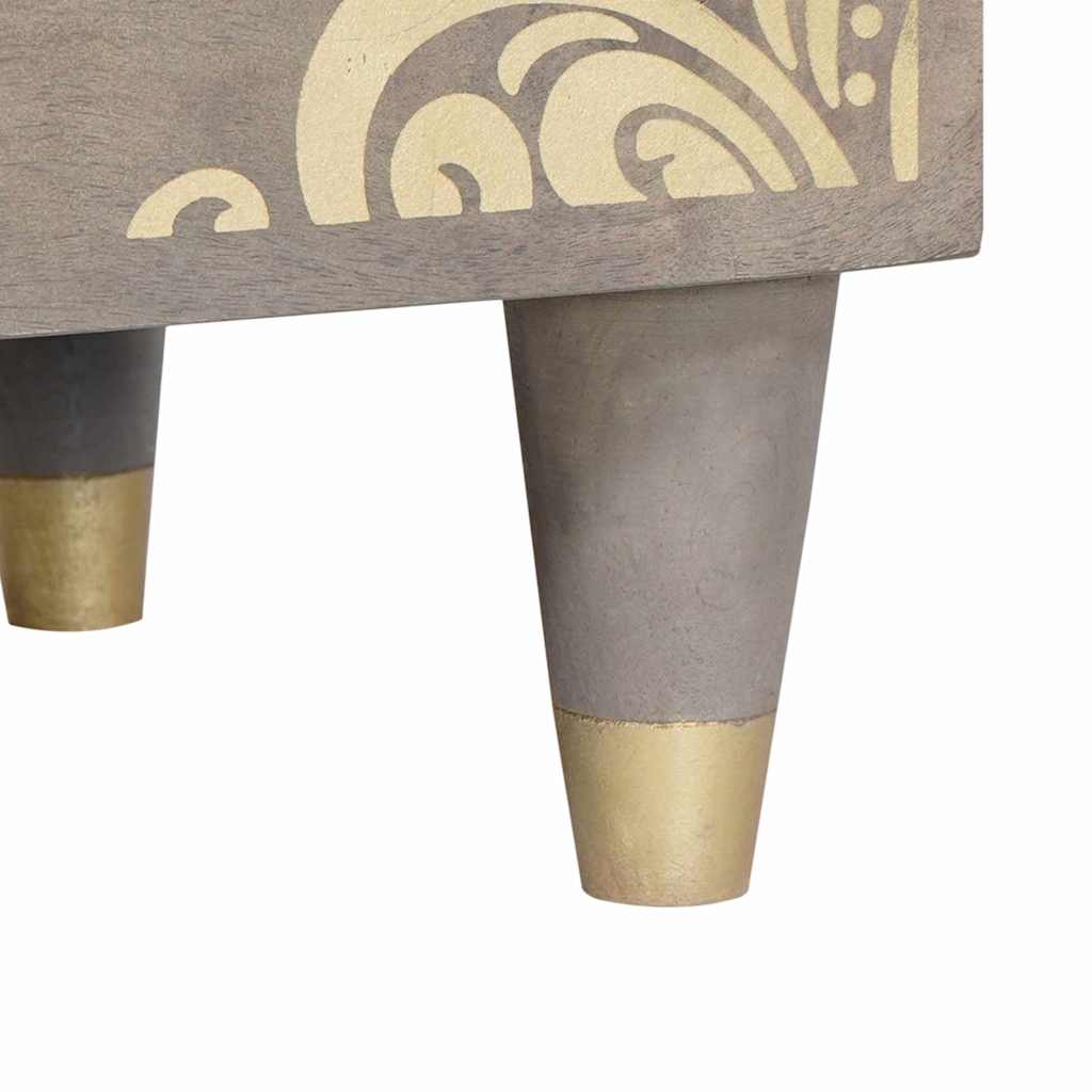 Nattbord Sengbord Grå Nattbordskap med skuff 40 x 33 x 46 cm heltre mango