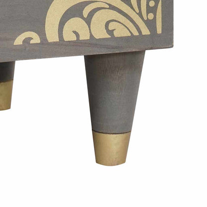 Nattbord Sengbord Grå Nattbordskap med skuff 40 x 33 x 46 cm heltre mango