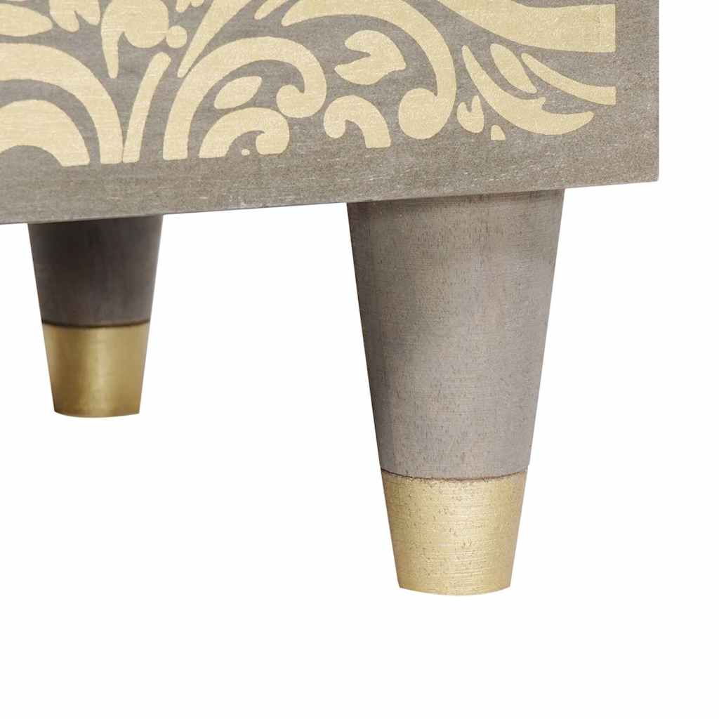 Nattbord Sengbord Grå Nattbordskap med skuff 50 x 33 x 60 cm heltre mango