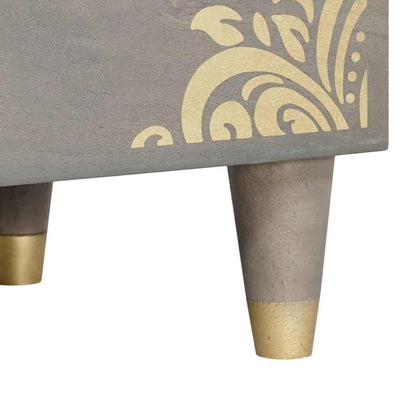 Nattbord Sengbord Grå Nattbordskap med skuff 50 x 33 x 62 cm heltre mango