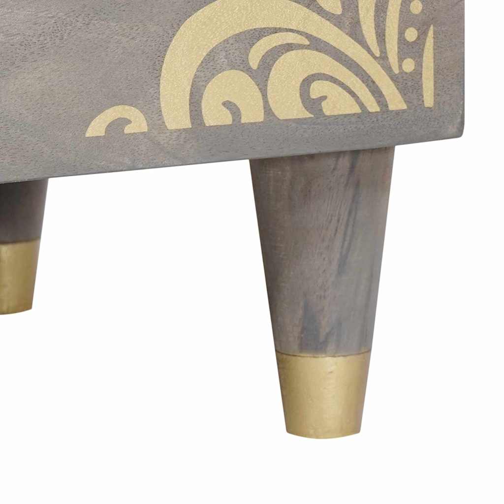 Nattbord Sengbord Grå Nattbordskap med skuff 50 x 33 x 62 cm heltre mango