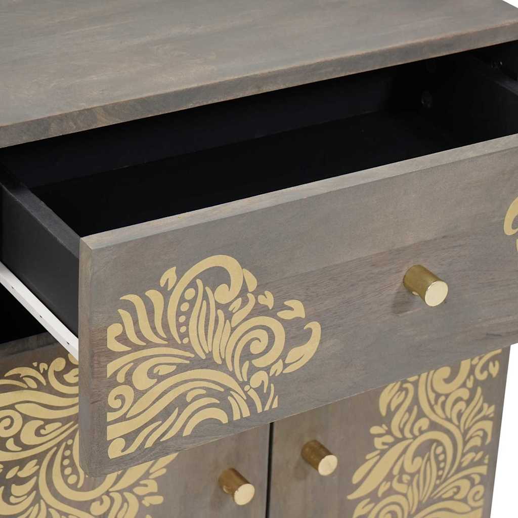 Nattbord Sengbord Grå Nattbordskap med skuff 50 x 33 x 60 cm heltre mango