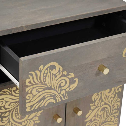 Nattbord Sengbord Grå Nattbordskap med skuff 50 x 33 x 60 cm heltre mango