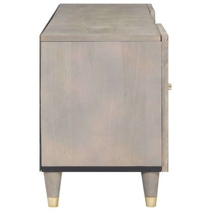 TV-Møbel Tre TV-Skap med dør Grå og Gull 105 x 33.5 x 46 cm Massivt mangotre