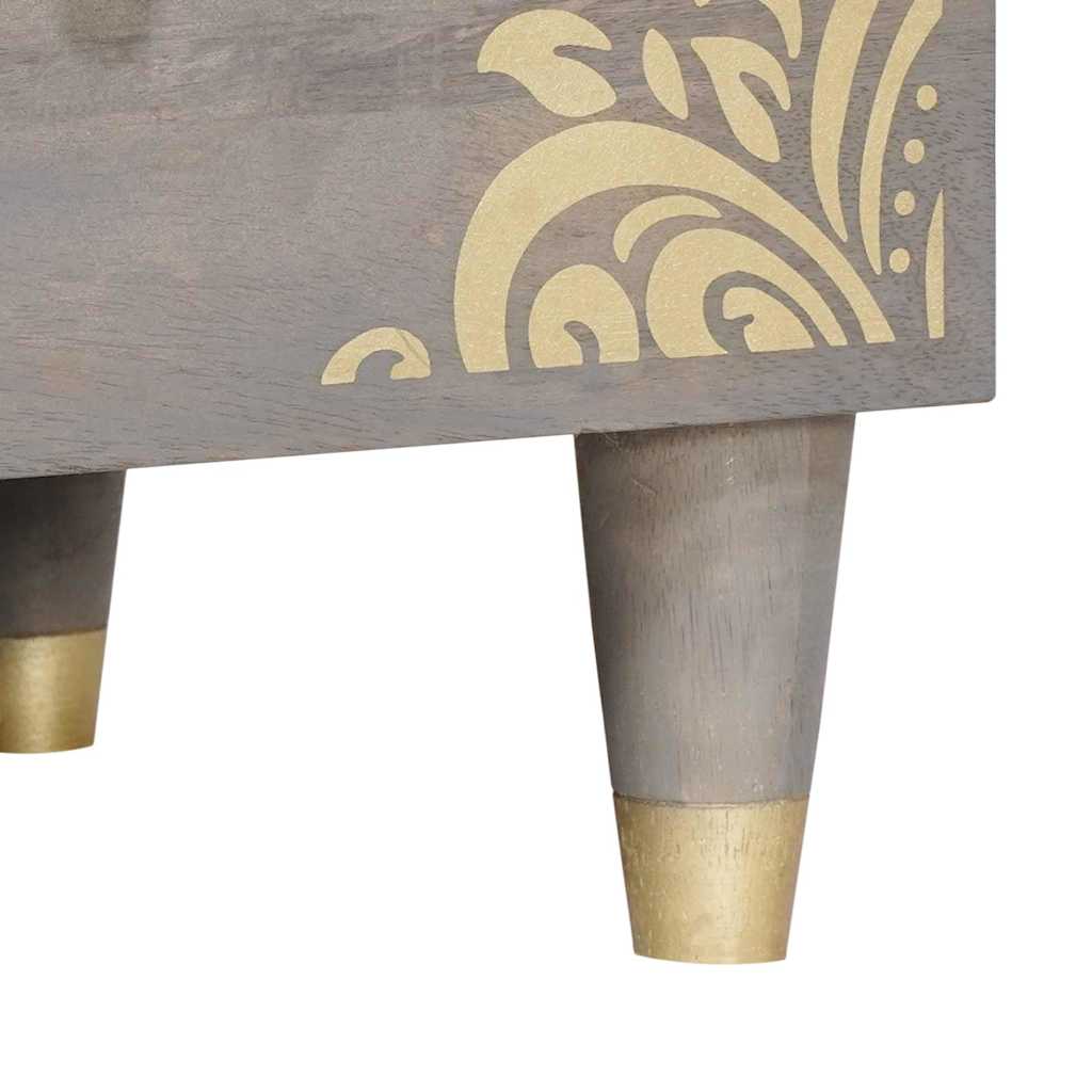 TV-Møbel Tre TV-Skap Grå og Gull 100 x 33.5 x 46 cm Massivt mangotre