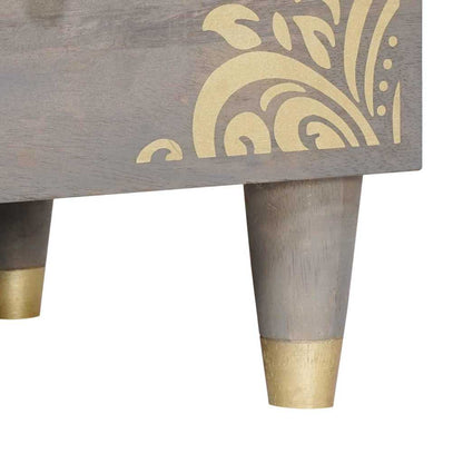 TV-Møbel Tre TV-Skap Grå og Gull 100 x 33.5 x 46 cm Massivt mangotre