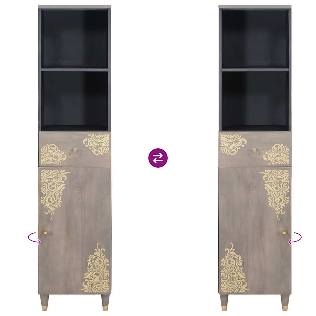 Skjenk Grå med skuff Grå 38 x 33.5 x 160 cm Massivt mangotre