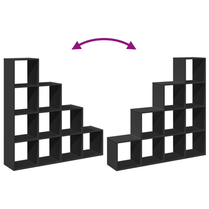 Bokhylle 4 etasjer svart 131,5x29x131,5 cm konstruert tre