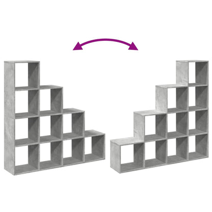 Bokhylle 4 etasjer betonggrå 131,5x29x131,5 cm konstruert tre
