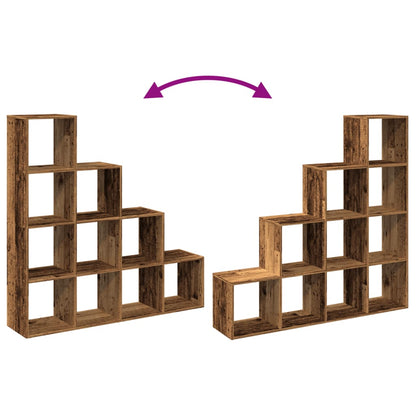 Bokhylle 4 etasjer gammelt eik 131,5x29x131,5 cm konstruert tre