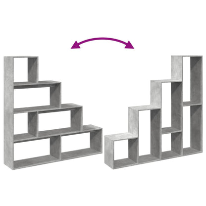 Bokhylle 4 etasjer betonggrå 143,5x29x143,5 cm konstruert tre