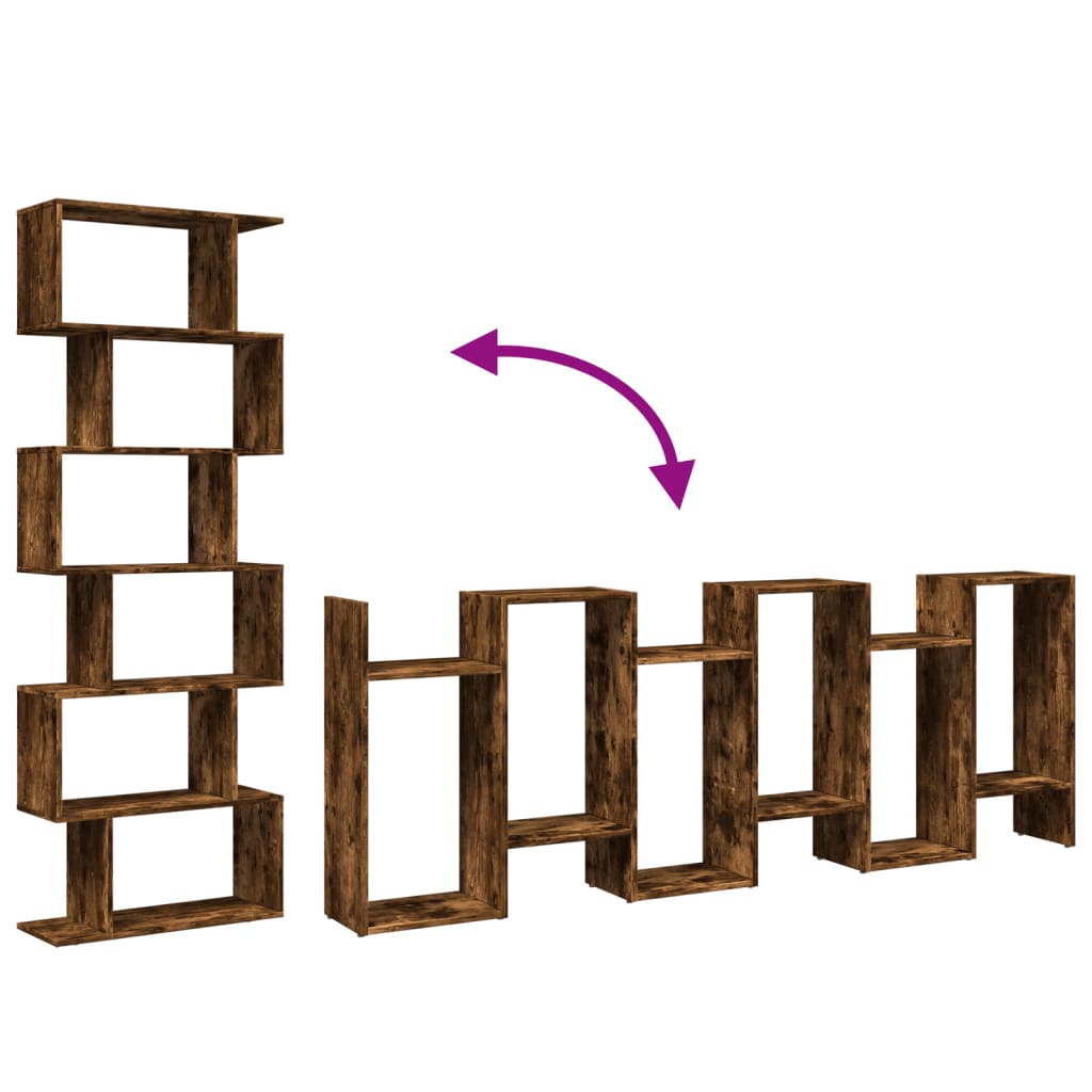 Bokhylle Røkt Eik 6 lag 70x24x193 cm