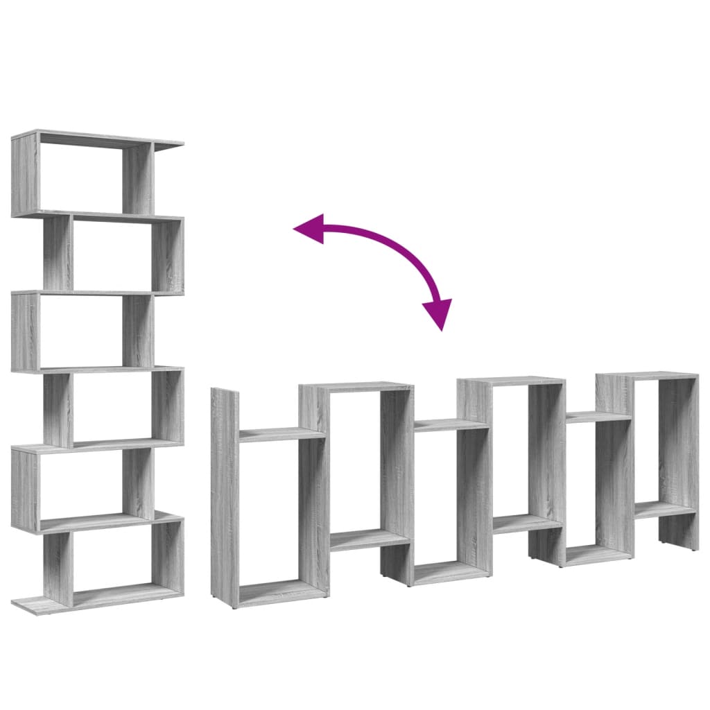 Bokhylle Sonoma Grå 6 lag 70x24x193 cm