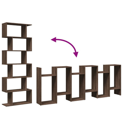 Bokhylle Brun Eik Romdeler 6 lag 70x24x193 cm