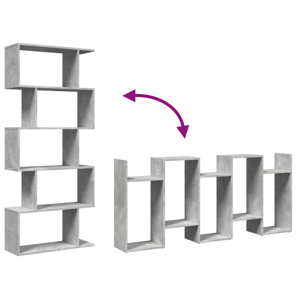 Bokhylle Betonggrå 5 lag 70x24x161 cm