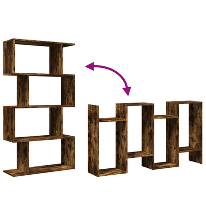 Bokhylle Røkt Eik Romdeler 4 lag 70x24x129 cm