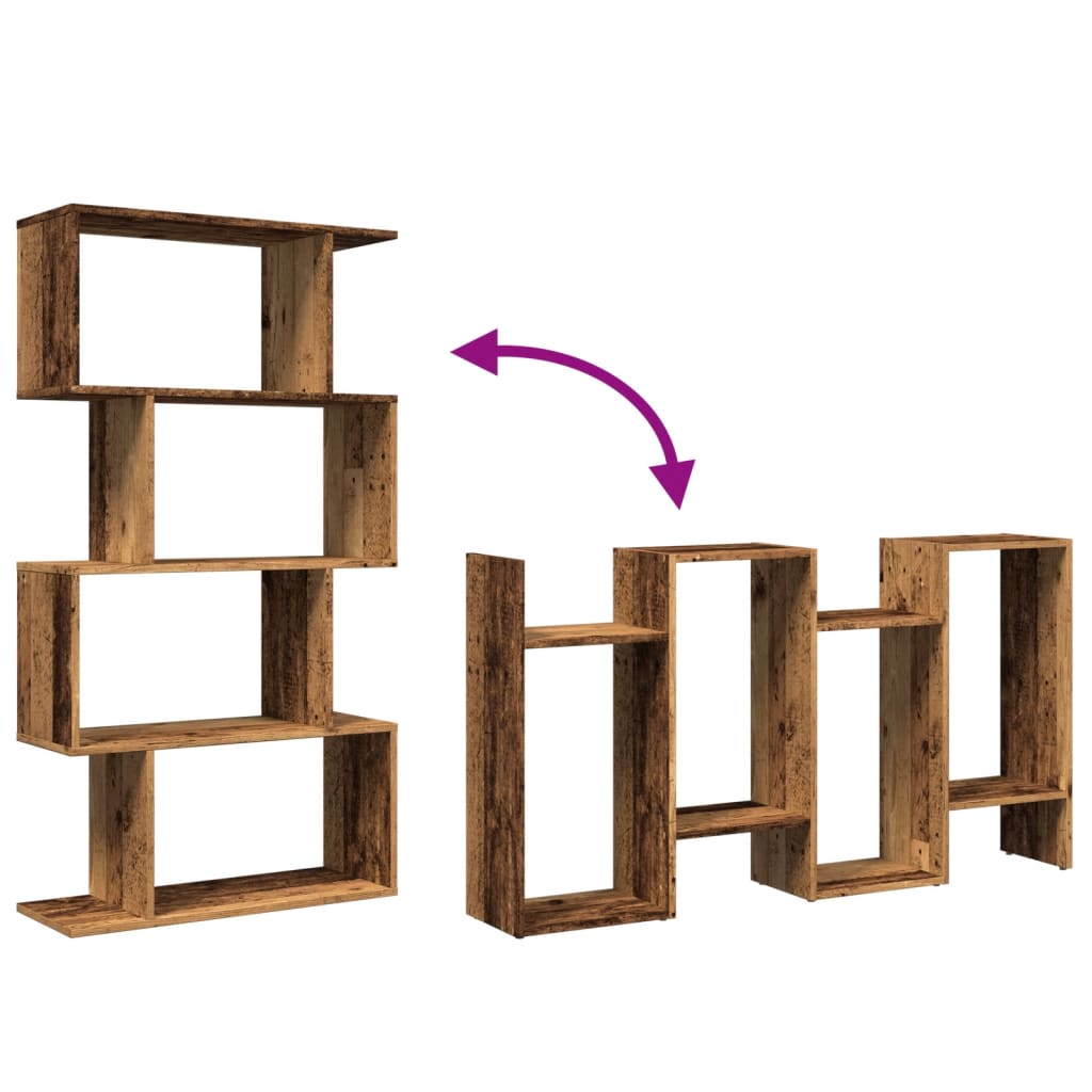 Bokhylle Gammelt Tre Romdeler 4 lag 70x24x129 cm