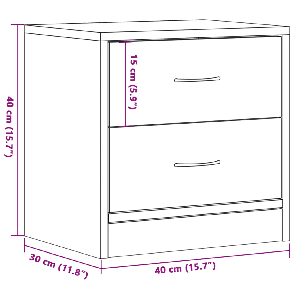 Nattbord Sengbord artisan eik 40x30x40 cm konstruert tre